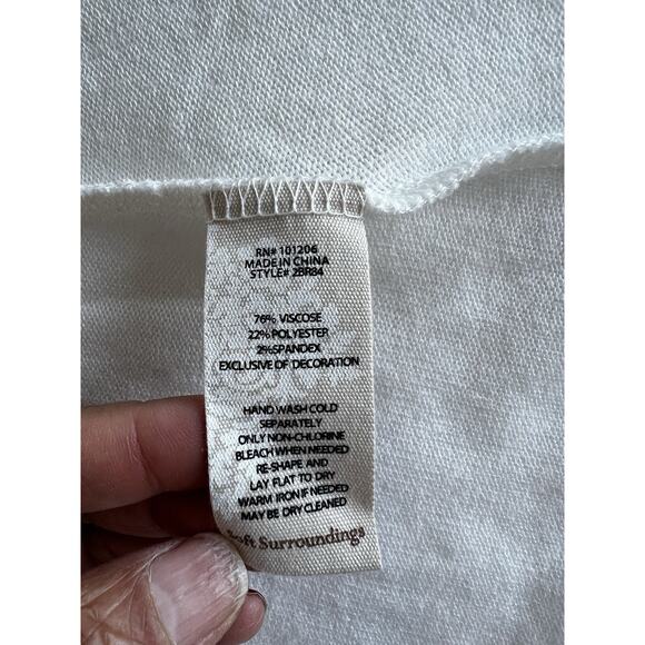 Soft Surroundings ivory white knit Maxi Dress Women Large ,lace 3/4th Sleeves - Picture 5 of 8